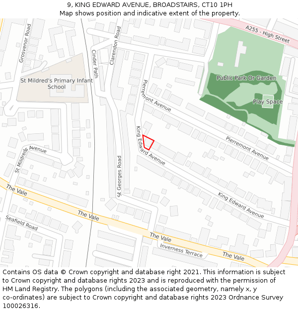 9, KING EDWARD AVENUE, BROADSTAIRS, CT10 1PH: Location map and indicative extent of plot