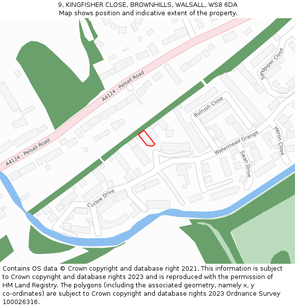 9, KINGFISHER CLOSE, BROWNHILLS, WALSALL, WS8 6DA: Location map and indicative extent of plot