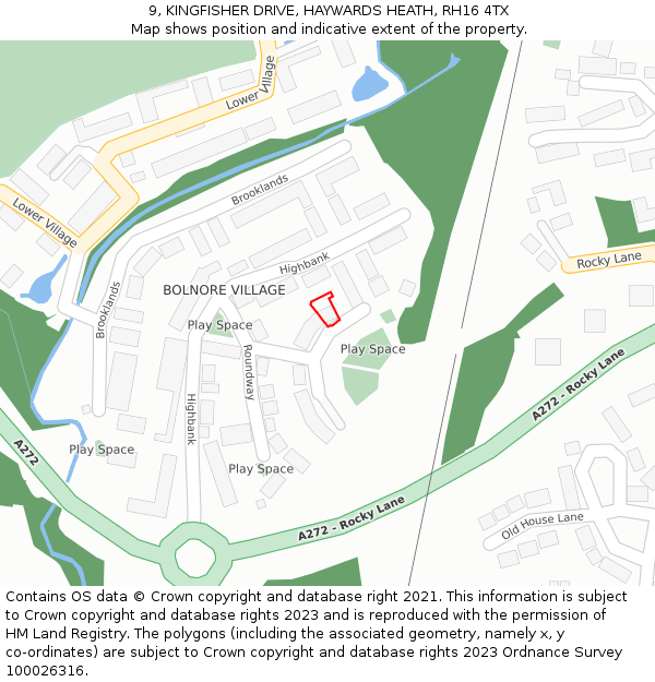 9, KINGFISHER DRIVE, HAYWARDS HEATH, RH16 4TX: Location map and indicative extent of plot