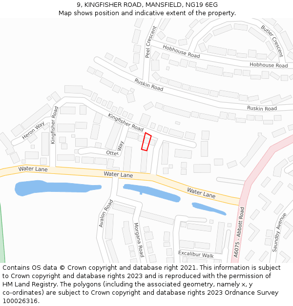 9, KINGFISHER ROAD, MANSFIELD, NG19 6EG: Location map and indicative extent of plot