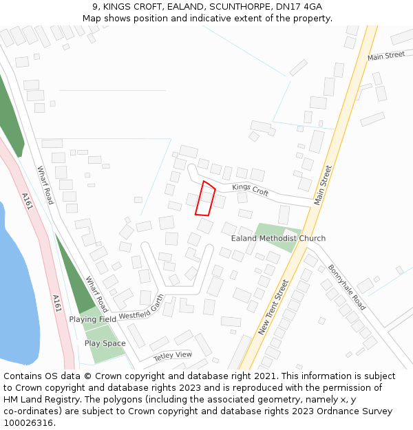 9, KINGS CROFT, EALAND, SCUNTHORPE, DN17 4GA: Location map and indicative extent of plot