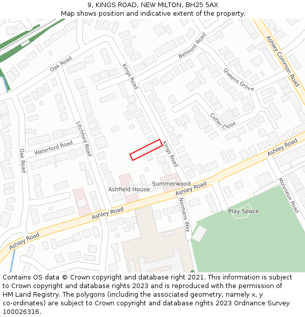 9, KINGS ROAD, NEW MILTON, BH25 5AX: Location map and indicative extent of plot