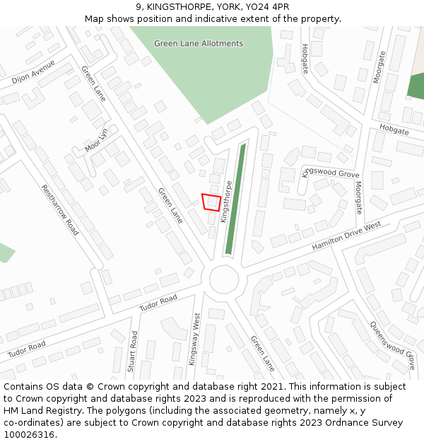 9, KINGSTHORPE, YORK, YO24 4PR: Location map and indicative extent of plot