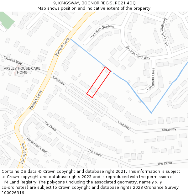 9, KINGSWAY, BOGNOR REGIS, PO21 4DQ: Location map and indicative extent of plot