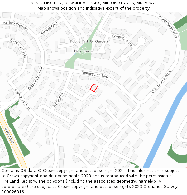 9, KIRTLINGTON, DOWNHEAD PARK, MILTON KEYNES, MK15 9AZ: Location map and indicative extent of plot