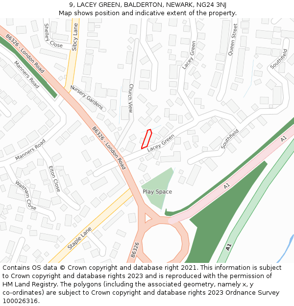 9, LACEY GREEN, BALDERTON, NEWARK, NG24 3NJ: Location map and indicative extent of plot