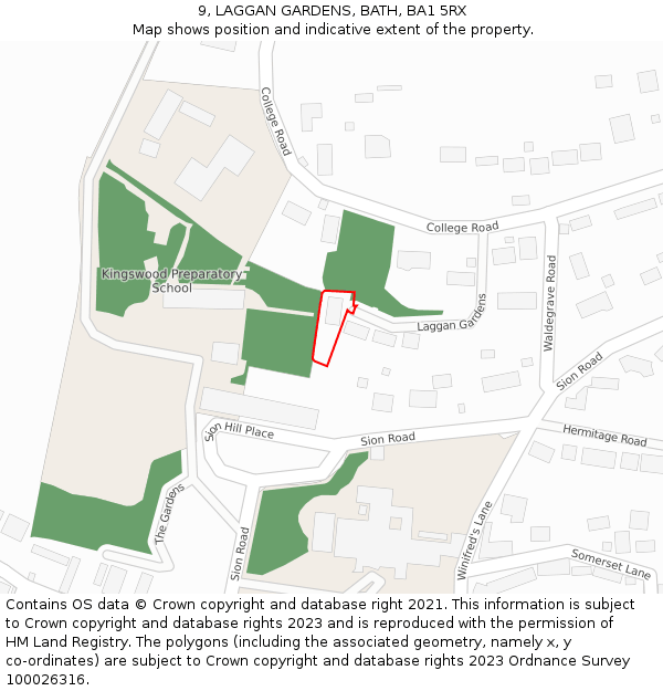 9, LAGGAN GARDENS, BATH, BA1 5RX: Location map and indicative extent of plot