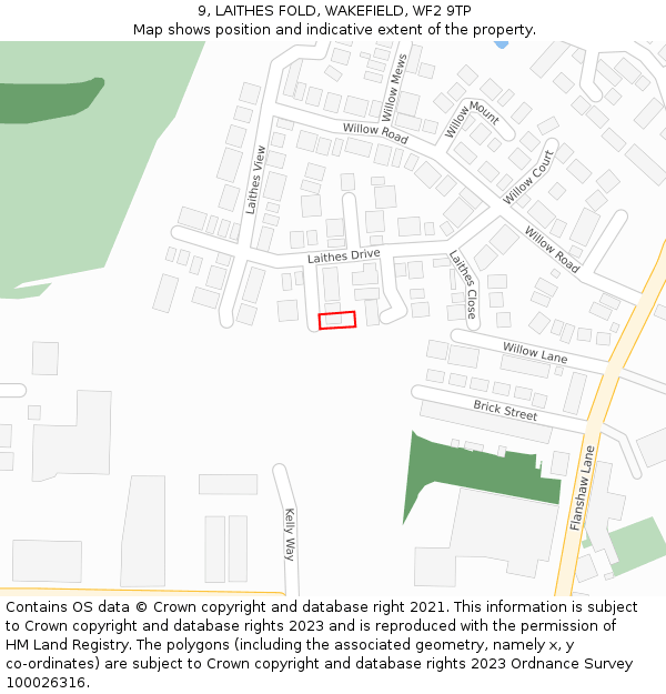 9, LAITHES FOLD, WAKEFIELD, WF2 9TP: Location map and indicative extent of plot