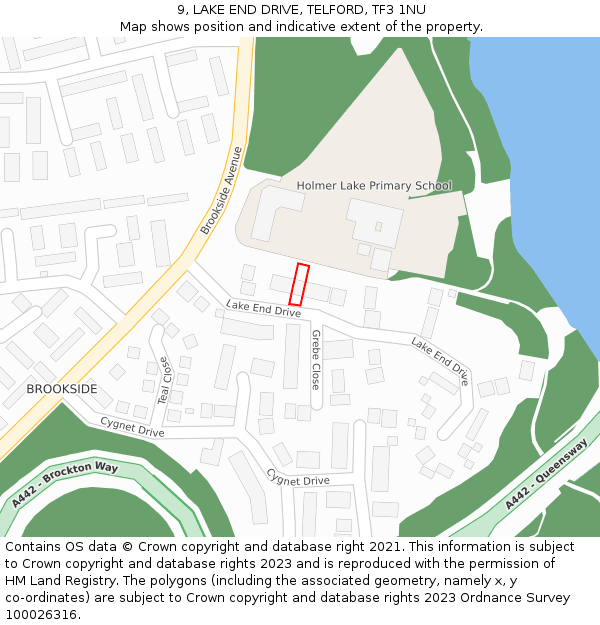 9, LAKE END DRIVE, TELFORD, TF3 1NU: Location map and indicative extent of plot