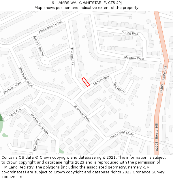 9, LAMBS WALK, WHITSTABLE, CT5 4PJ: Location map and indicative extent of plot