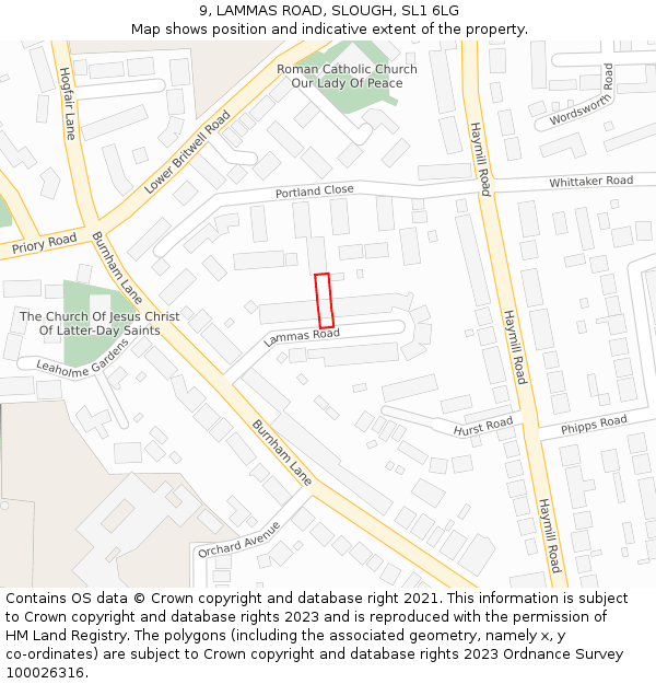 9, LAMMAS ROAD, SLOUGH, SL1 6LG: Location map and indicative extent of plot