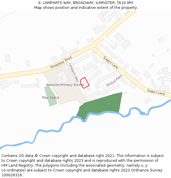 9, LAMPARTS WAY, BROADWAY, ILMINSTER, TA19 9RY: Location map and indicative extent of plot