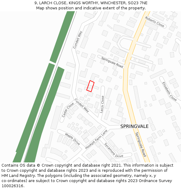 9, LARCH CLOSE, KINGS WORTHY, WINCHESTER, SO23 7NE: Location map and indicative extent of plot