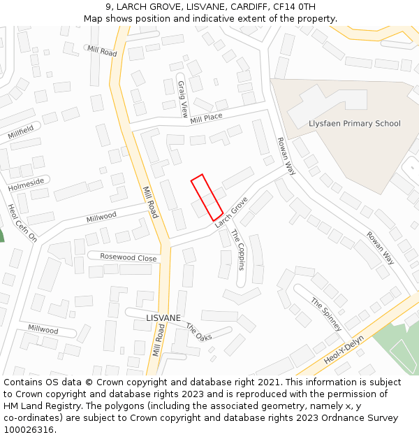 9, LARCH GROVE, LISVANE, CARDIFF, CF14 0TH: Location map and indicative extent of plot