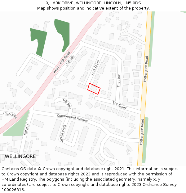 9, LARK DRIVE, WELLINGORE, LINCOLN, LN5 0DS: Location map and indicative extent of plot