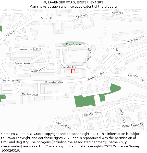 9, LAVENDER ROAD, EXETER, EX4 2PS: Location map and indicative extent of plot