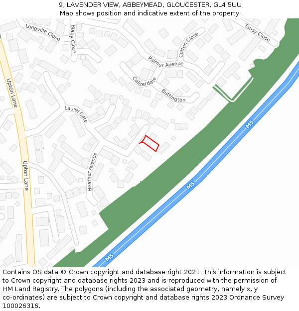 9, LAVENDER VIEW, ABBEYMEAD, GLOUCESTER, GL4 5UU: Location map and indicative extent of plot