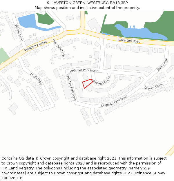 9, LAVERTON GREEN, WESTBURY, BA13 3RP: Location map and indicative extent of plot