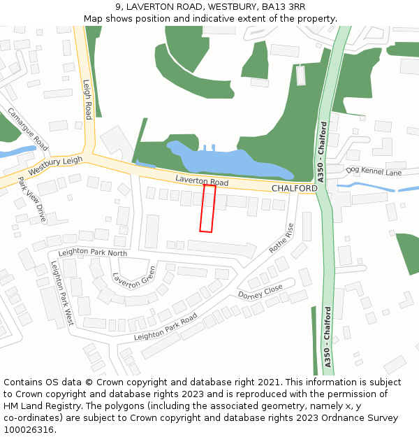 9, LAVERTON ROAD, WESTBURY, BA13 3RR: Location map and indicative extent of plot