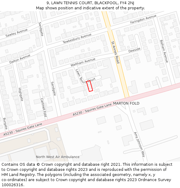 9, LAWN TENNIS COURT, BLACKPOOL, FY4 2NJ: Location map and indicative extent of plot