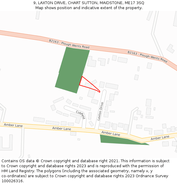 9, LAXTON DRIVE, CHART SUTTON, MAIDSTONE, ME17 3SQ: Location map and indicative extent of plot