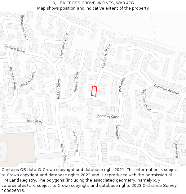 9, LEA CROSS GROVE, WIDNES, WA8 4FG: Location map and indicative extent of plot