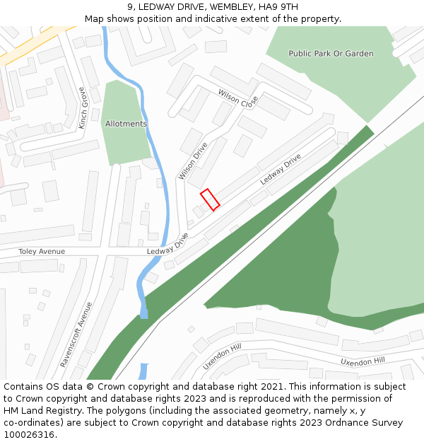 9, LEDWAY DRIVE, WEMBLEY, HA9 9TH: Location map and indicative extent of plot