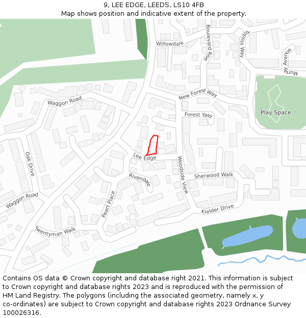 9, LEE EDGE, LEEDS, LS10 4FB: Location map and indicative extent of plot