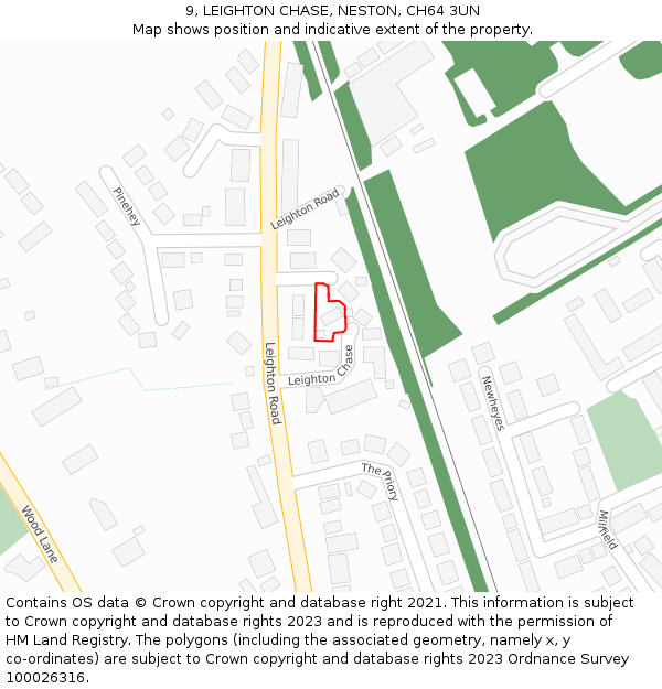 9, LEIGHTON CHASE, NESTON, CH64 3UN: Location map and indicative extent of plot