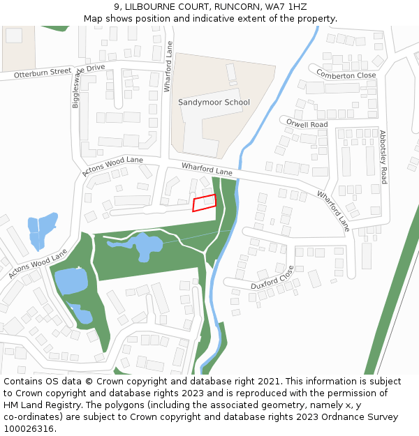 9, LILBOURNE COURT, RUNCORN, WA7 1HZ: Location map and indicative extent of plot