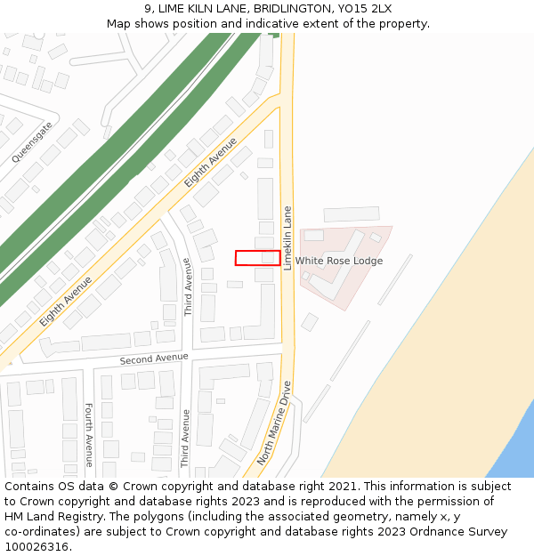 9, LIME KILN LANE, BRIDLINGTON, YO15 2LX: Location map and indicative extent of plot