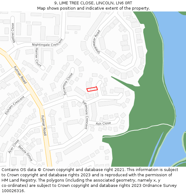 9, LIME TREE CLOSE, LINCOLN, LN6 0RT: Location map and indicative extent of plot