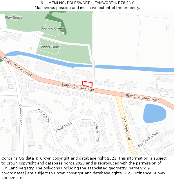 9, LIMEKILNS, POLESWORTH, TAMWORTH, B78 1NY: Location map and indicative extent of plot