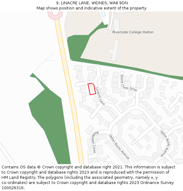 9, LINACRE LANE, WIDNES, WA8 9DN: Location map and indicative extent of plot
