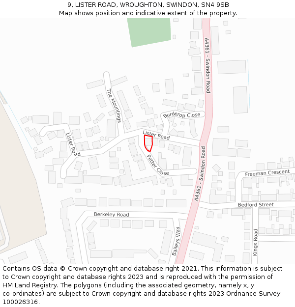 9, LISTER ROAD, WROUGHTON, SWINDON, SN4 9SB: Location map and indicative extent of plot