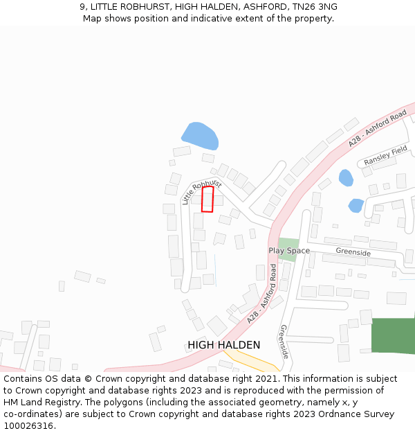 9, LITTLE ROBHURST, HIGH HALDEN, ASHFORD, TN26 3NG: Location map and indicative extent of plot