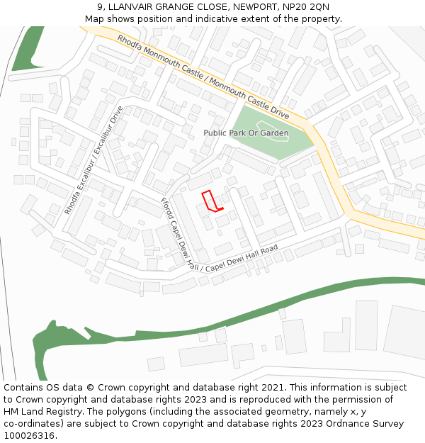 9, LLANVAIR GRANGE CLOSE, NEWPORT, NP20 2QN: Location map and indicative extent of plot