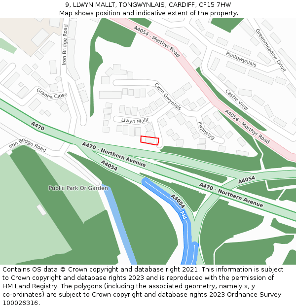 9, LLWYN MALLT, TONGWYNLAIS, CARDIFF, CF15 7HW: Location map and indicative extent of plot