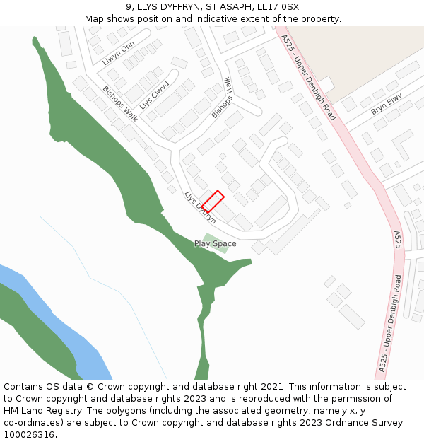 9, LLYS DYFFRYN, ST ASAPH, LL17 0SX: Location map and indicative extent of plot