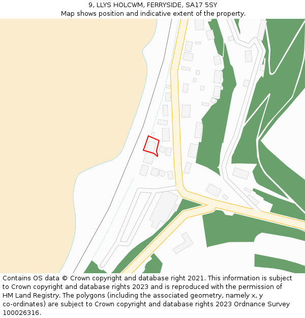 9, LLYS HOLCWM, FERRYSIDE, SA17 5SY: Location map and indicative extent of plot