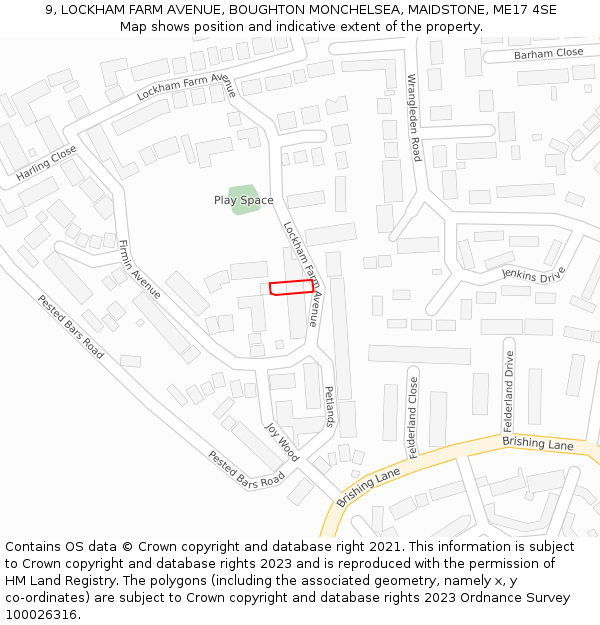 9, LOCKHAM FARM AVENUE, BOUGHTON MONCHELSEA, MAIDSTONE, ME17 4SE: Location map and indicative extent of plot