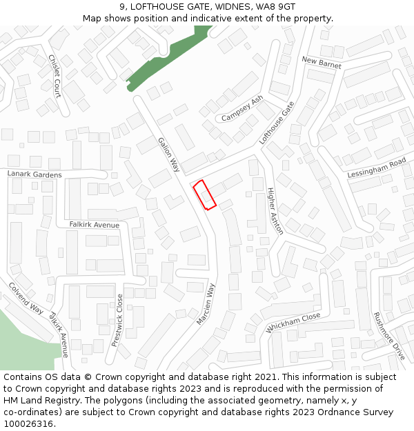 9, LOFTHOUSE GATE, WIDNES, WA8 9GT: Location map and indicative extent of plot