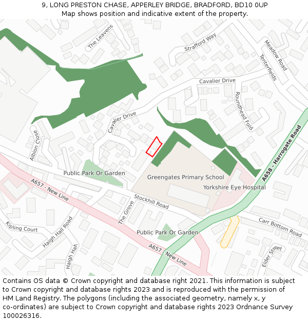 9, LONG PRESTON CHASE, APPERLEY BRIDGE, BRADFORD, BD10 0UP: Location map and indicative extent of plot