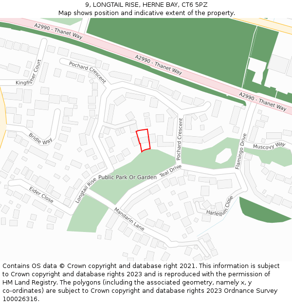 9, LONGTAIL RISE, HERNE BAY, CT6 5PZ: Location map and indicative extent of plot