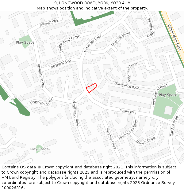 9, LONGWOOD ROAD, YORK, YO30 4UA: Location map and indicative extent of plot