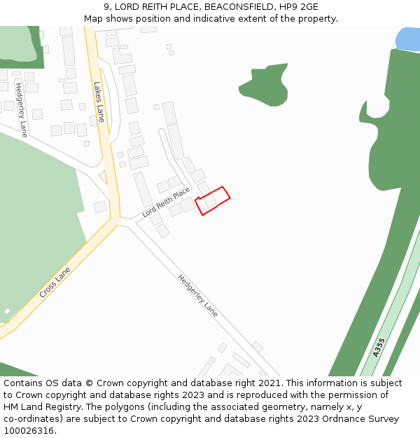 9, LORD REITH PLACE, BEACONSFIELD, HP9 2GE: Location map and indicative extent of plot