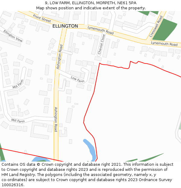 9, LOW FARM, ELLINGTON, MORPETH, NE61 5PA: Location map and indicative extent of plot