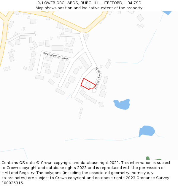 9, LOWER ORCHARDS, BURGHILL, HEREFORD, HR4 7SD: Location map and indicative extent of plot