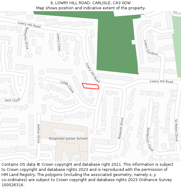 9, LOWRY HILL ROAD, CARLISLE, CA3 0DW: Location map and indicative extent of plot