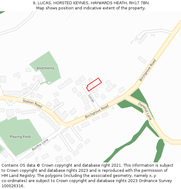 9, LUCAS, HORSTED KEYNES, HAYWARDS HEATH, RH17 7BN: Location map and indicative extent of plot